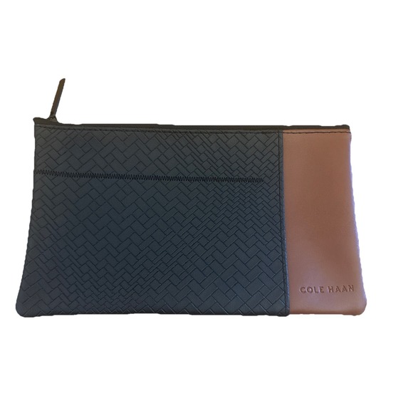 Cole Haan X American Airlines Black Beige Amenity/Cosmetic Pouch 9.5" X 5.5" - Picture 1 of 5
